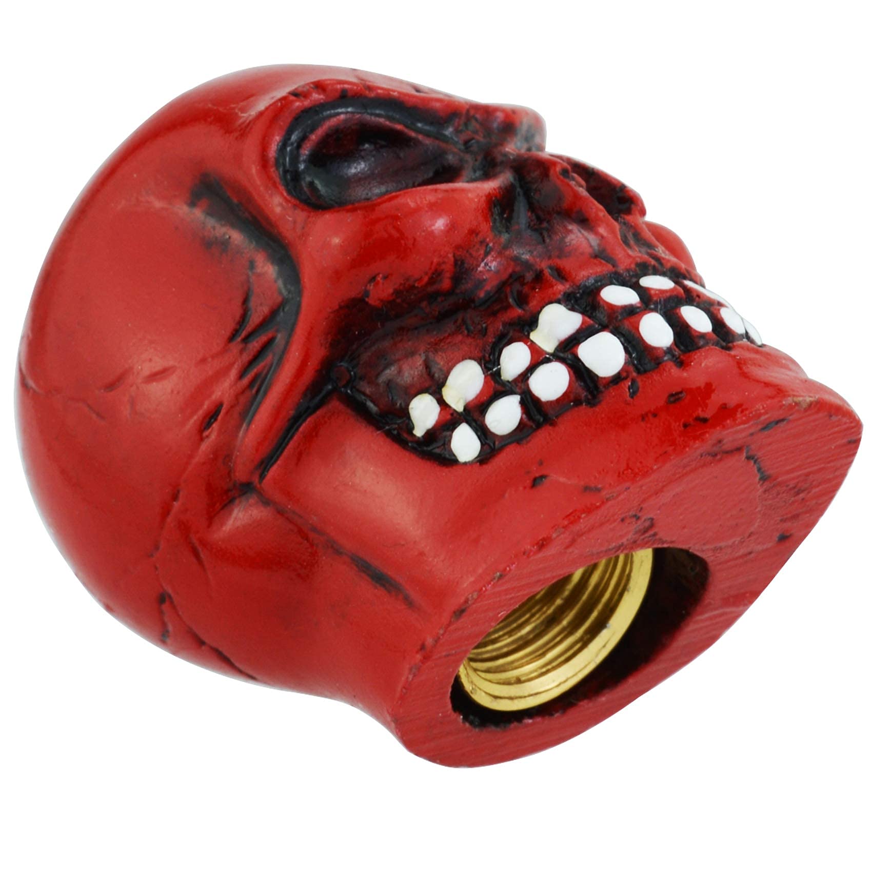 Abfer Skull Tire Valve Stem Covers - Red Car Accessories for Most Vehicles, Trucks, Motorcycles & Bikes - Durable Decorative Air Caps for Customization & Off-Road Adventures