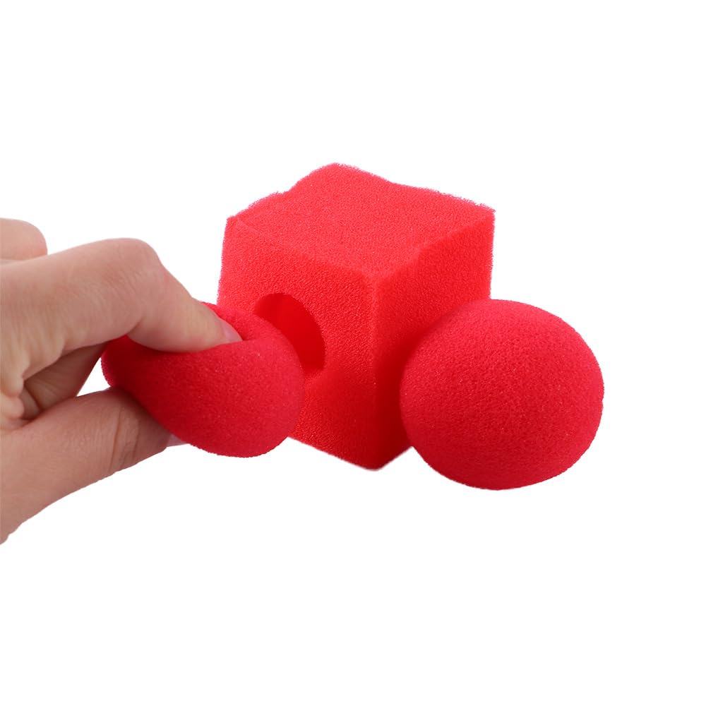 Magic Sponge Balls Set - 2 Red Balls & Square Sponge for Close-Up Magic Tricks, Comedy Props, Easy-to-Do Illusions | Perfect for Street Performers, Birthday Parties & Magic Shows