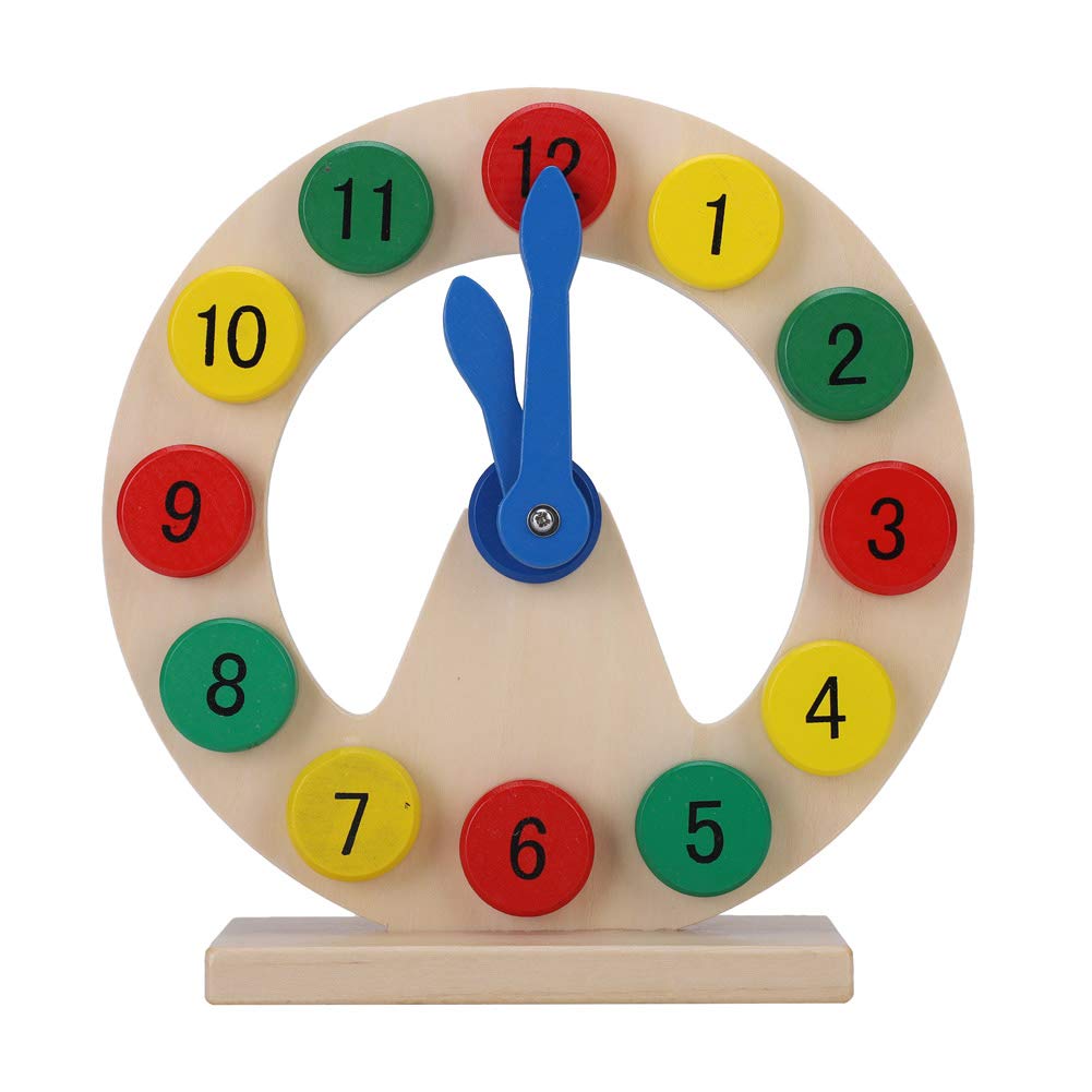Colorful Wooden Educational Clock Toy for Kids - Learning Time Telling for Boys & Girls - Perfect for Preschool, Classroom & Home Play