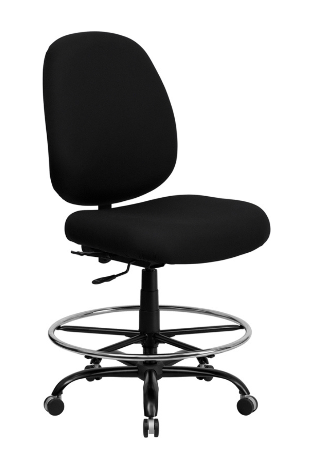 HERCULES Series Big & Tall 400 lb. Capacity Black Fabric Ergonomic Drafting Chair - Adjustable Back Height & Arms - Perfect for Office, Studio & Home Workspaces
