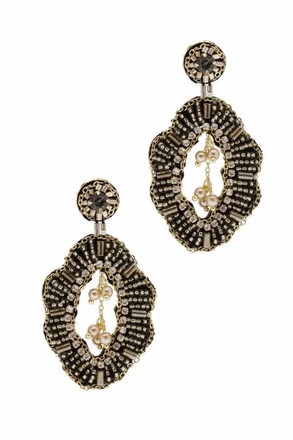 Rococo Beaded Statement Earrings for Women - Elegant Vintage Dangle Earrings for Party, Wedding & Special Occasions