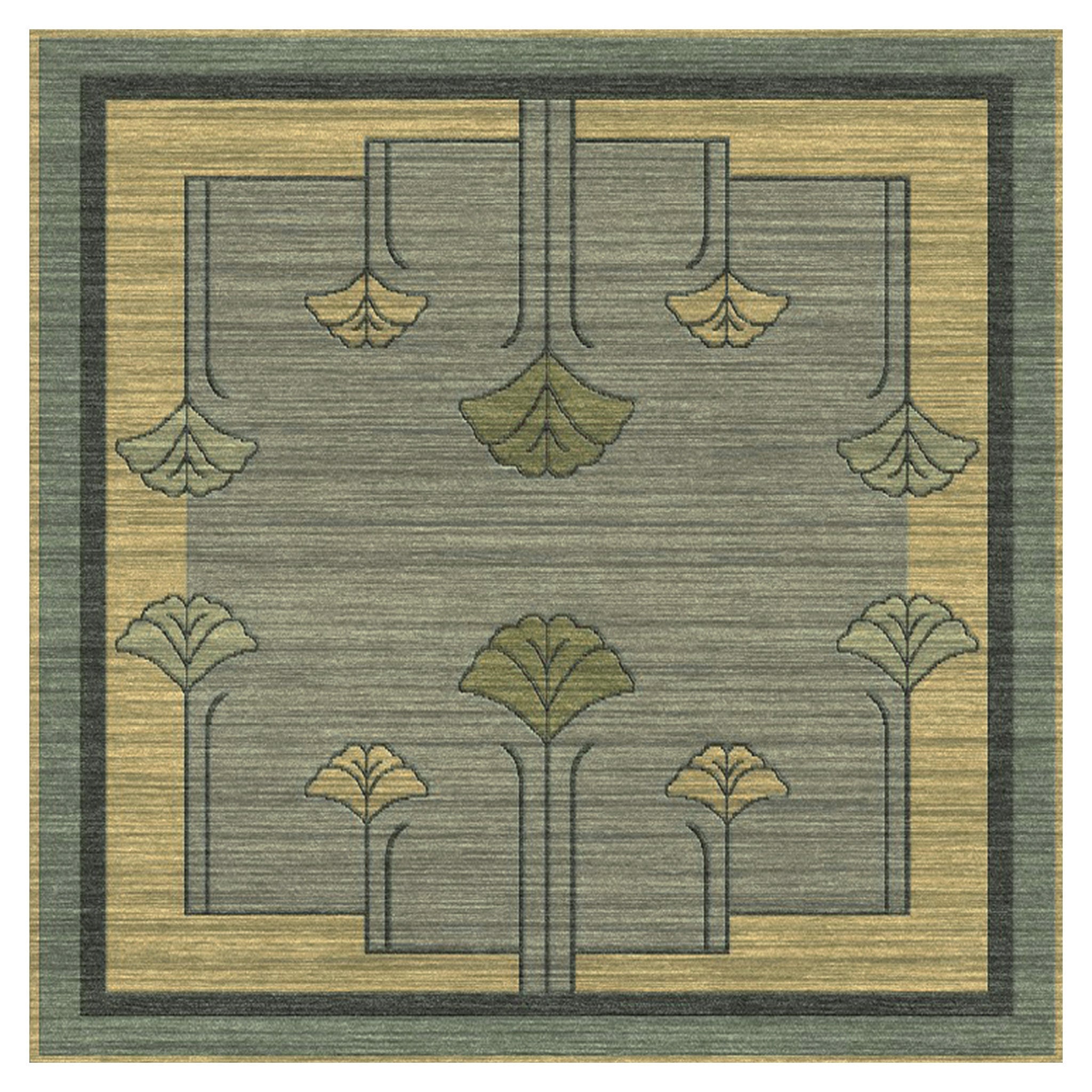 Handmade Ginkgo Leaf Design Area Rug - Bohemian Home Decor for Living Room, Bedroom, or Office - Non-Slip Soft Floor Mat for Indoor Use