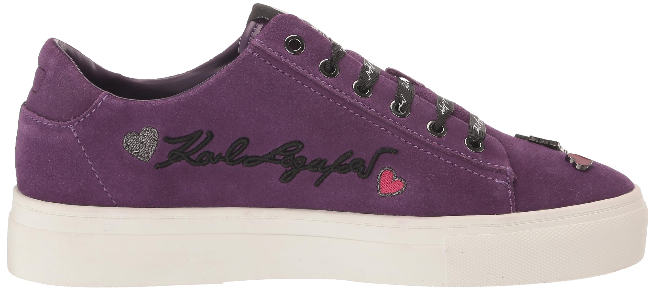Karl Lagerfeld Paris Women's Cate Pins Sneakers - Fashionable White Leather Low-Top Lace-Up Shoes for Casual Wear & Street Style Outfits