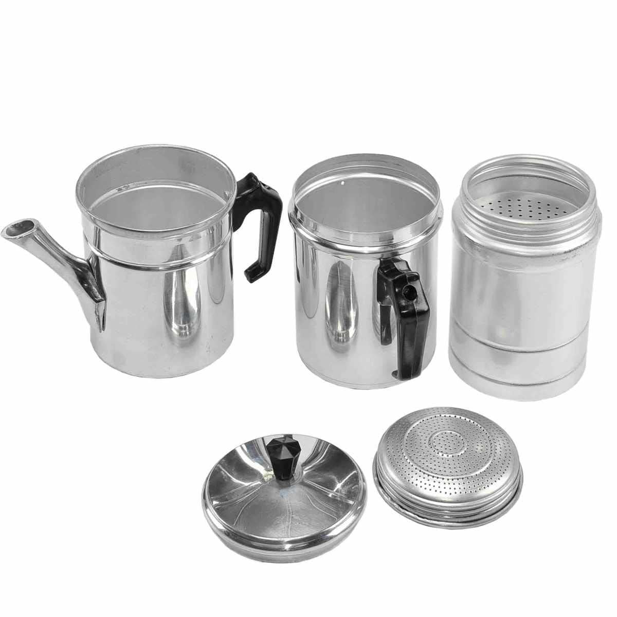 Zuiver Neapolitan Italian Stovetop Coffee Maker, Aluminum, Silver, 6 Cups - Perfect for Espresso & Home Brewing