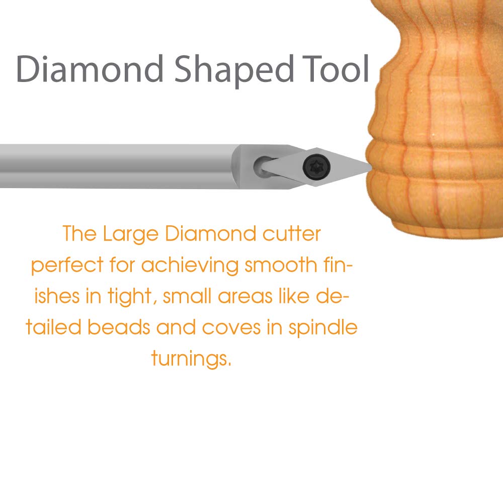 Premium Carbide Turning Tool Set (3-Piece) - Diamond, Round & Square Shapes with Comfort Grip Handles for Woodworking, Metalworking & DIY Projects