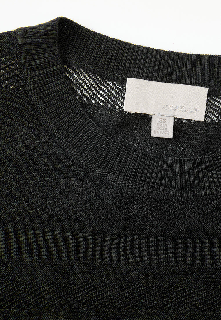 Stylish Knitted Striped Ribbed Trim T-Shirt for Women - Casual Comfort for Everyday Wear & Layering