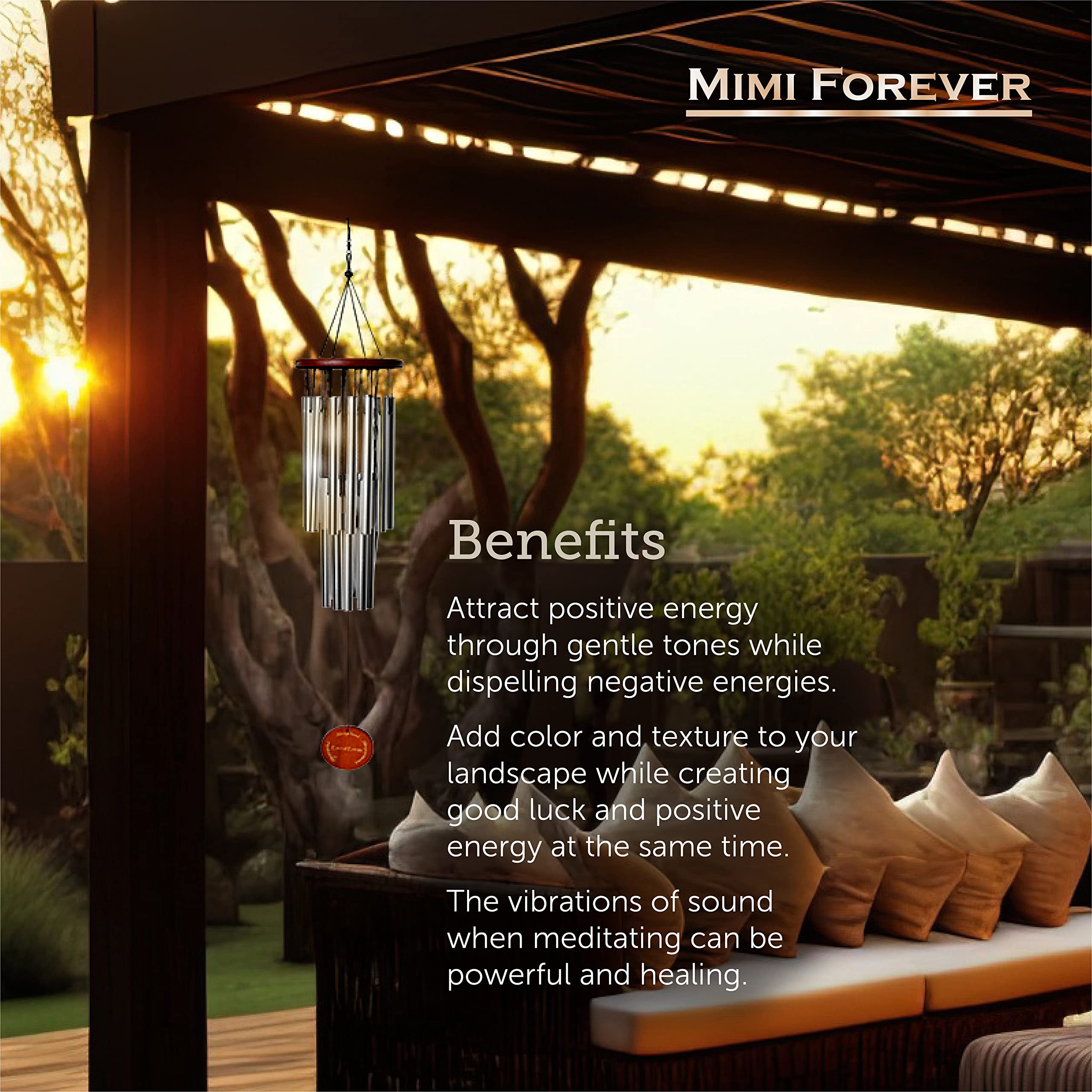 Premium Large Aluminum Wind Chimes for Outdoor Zen Garden Decor - Memorial Wind Chimes with Wind Catcher for Patio, Yard & Sympathy Gifts | Creates Soothing Ambience for Relaxation & Meditation Spaces