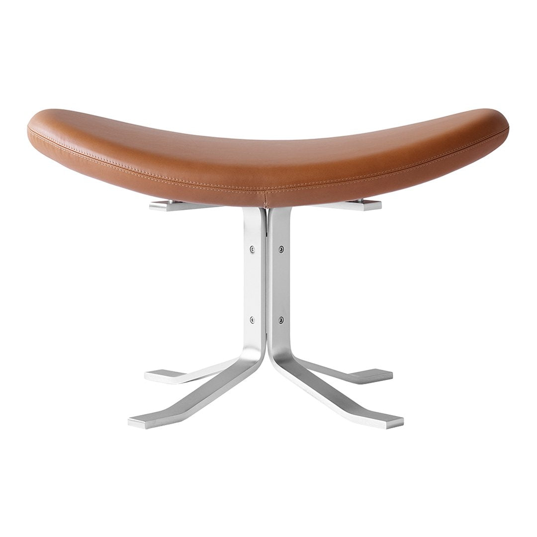 Erik Jørgensen Corona Ottoman - Modern Leather Footstool with Wooden Legs | Perfect for Living Room, Bedroom & Office Decor