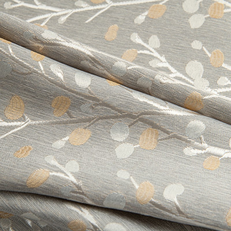 Tinsley Rustic Jacquard Tree Print Blackout Custom Curtains for Living Room & Bedroom - Thermal Insulated Window Drapes for Home Decor