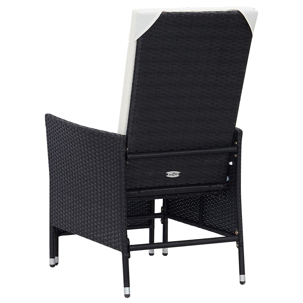 Premium Black Poly Rattan Reclining Garden Chair with Cushions - Outdoor Patio Sun Lounger for Poolside, Backyard & Balcony Relaxation