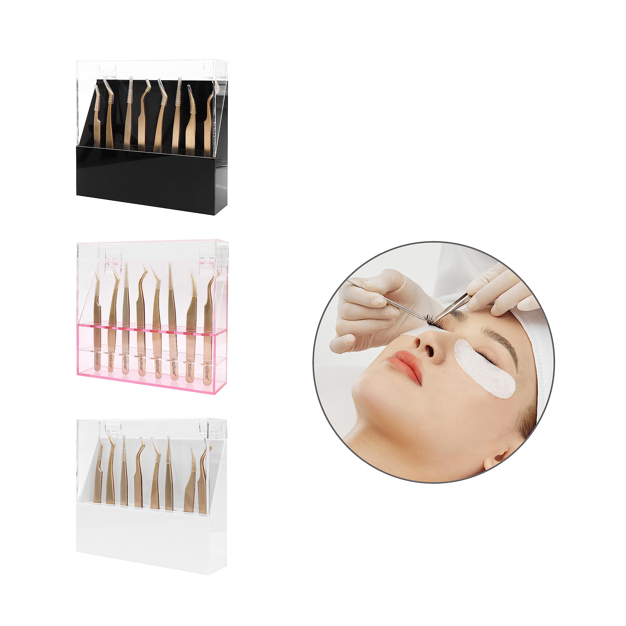 Professional 8-Hole Eyelash Tweezers Storage Box - White Organizer for Lash Extension Tools | Perfect for Salon, Spa & Home Beauty Kits