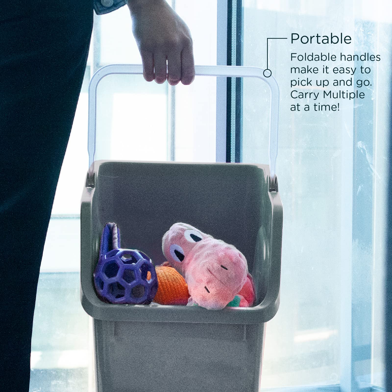 Eco-Friendly Stackable Storage Bin - 6 Gallon (25L) Handy Tote Organizer with Handle for Kitchen, Closet, Garage, Bathroom & Classroom | BPA-Free Plant-Based Storage Basket in Graphite | Perfect for Home Organization & Space Saving Solutions