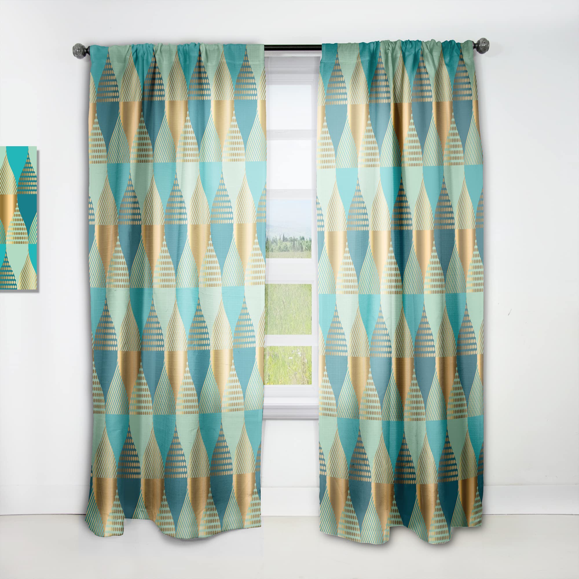 DesignQ Luxury Retro Drops II Thermal Insulated Curtains - Single Panel 52x95 Inch - Elegant Window Treatments for Bedroom & Living Room | Perfect for Home Decor, Light Blocking & Energy Saving