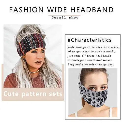 Boho Stretch Headbands 3 Pack - Wide Bandeau Hair Accessories for Women & Girls - Perfect for Yoga, Workouts, and Everyday Fashion