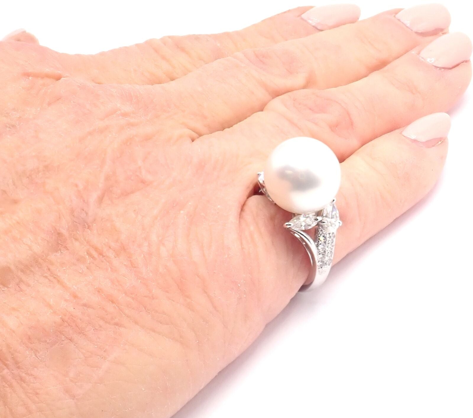 Authentic Mikimoto Platinum Diamond 12.5mm South Sea Pearl Ring - Luxury Jewelry for Weddings, Anniversaries & Special Occasions