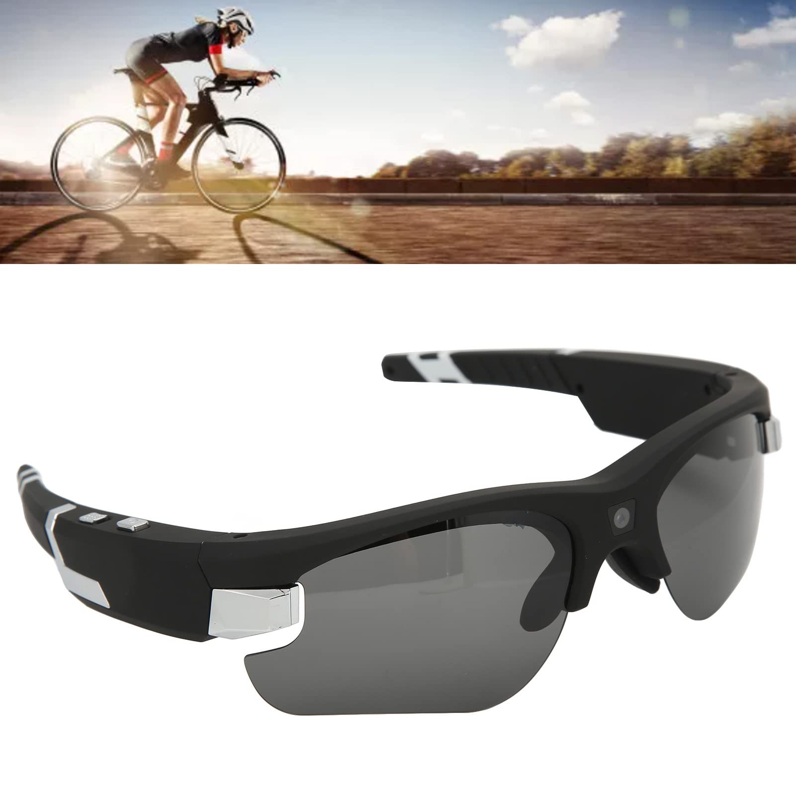 HD 1080P Video Recording Sunglasses with 4 Interchangeable Lenses - Sports Camera Glasses for Cycling, Driving, Hunting & Outdoor Adventures | Hands-Free Action Camera for Vlogging, Travel & Extreme Sports