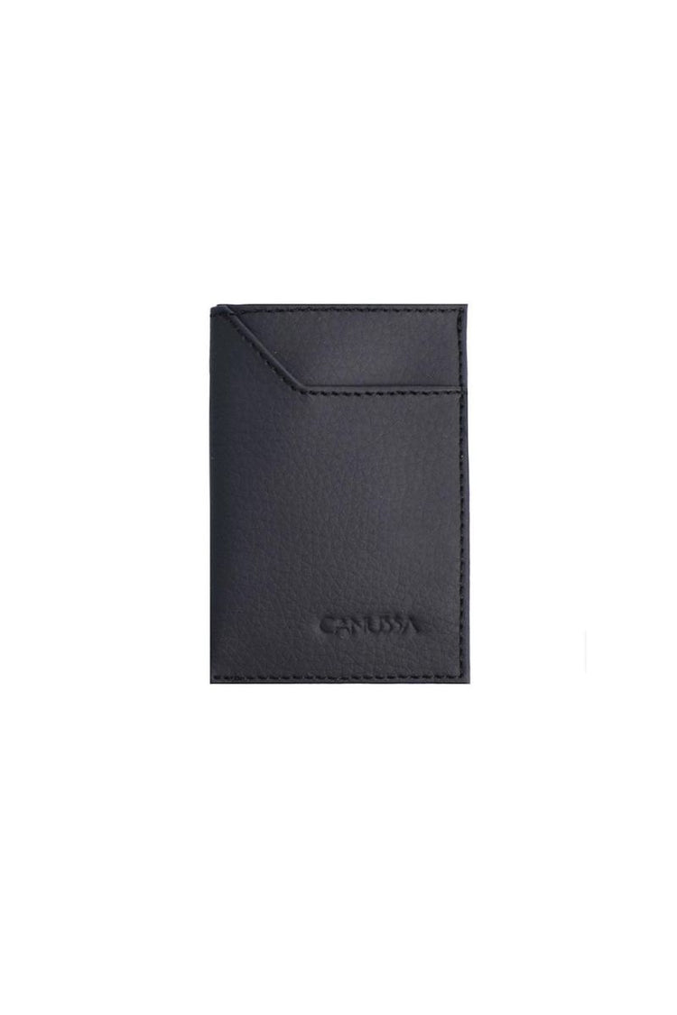 Premium Black Persimmon Leather Card Holder by Canussa - Slim RFID Blocking Wallet for Credit Cards & ID - Perfect for Travel, Business, and Everyday Use