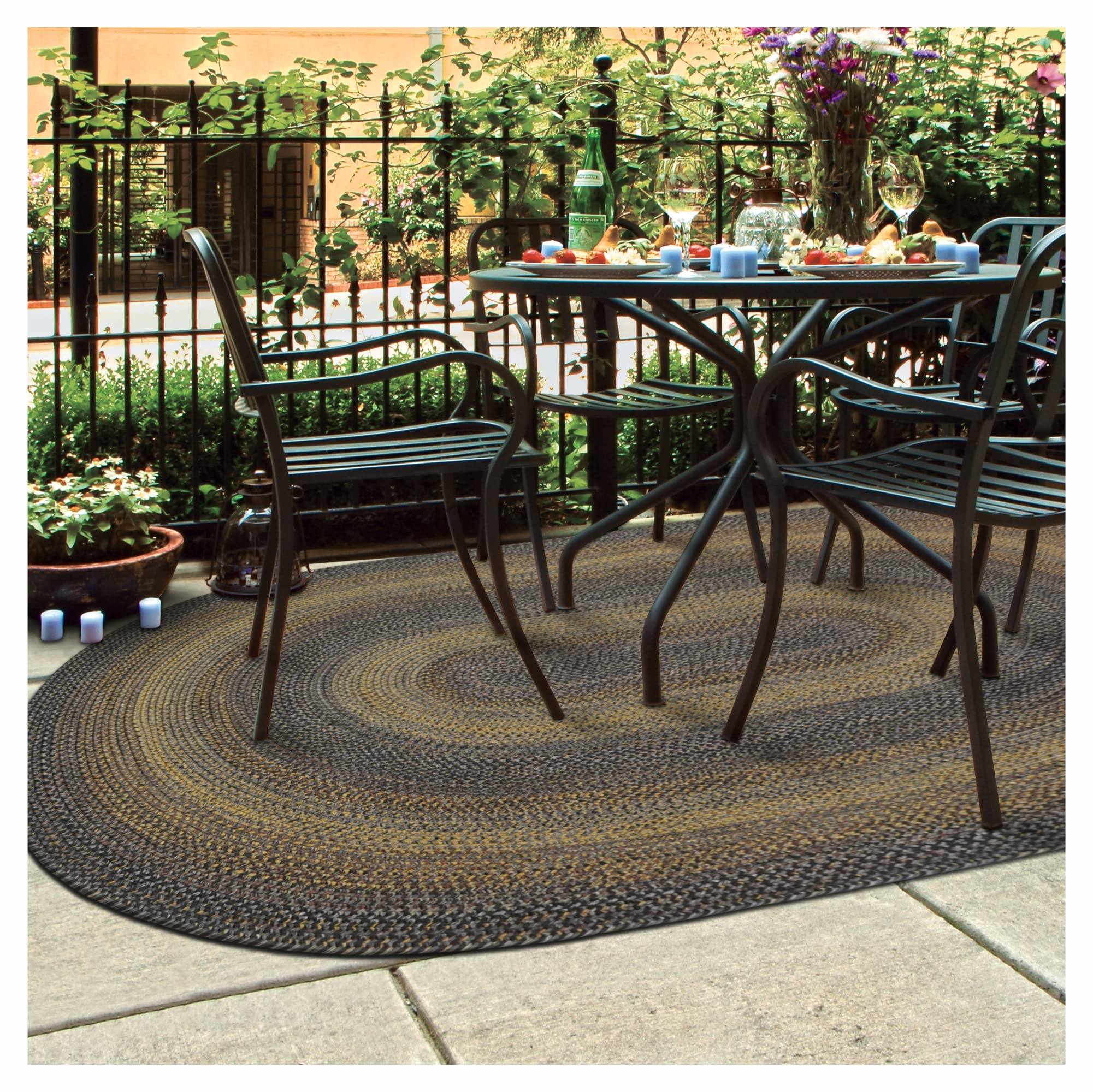 Premium Black Forest Braided Rug 4x6 – Pet Friendly Indoor Outdoor Rug for Kitchen, Bathroom, Entryway – Non-Slip & Durable for High Traffic Areas