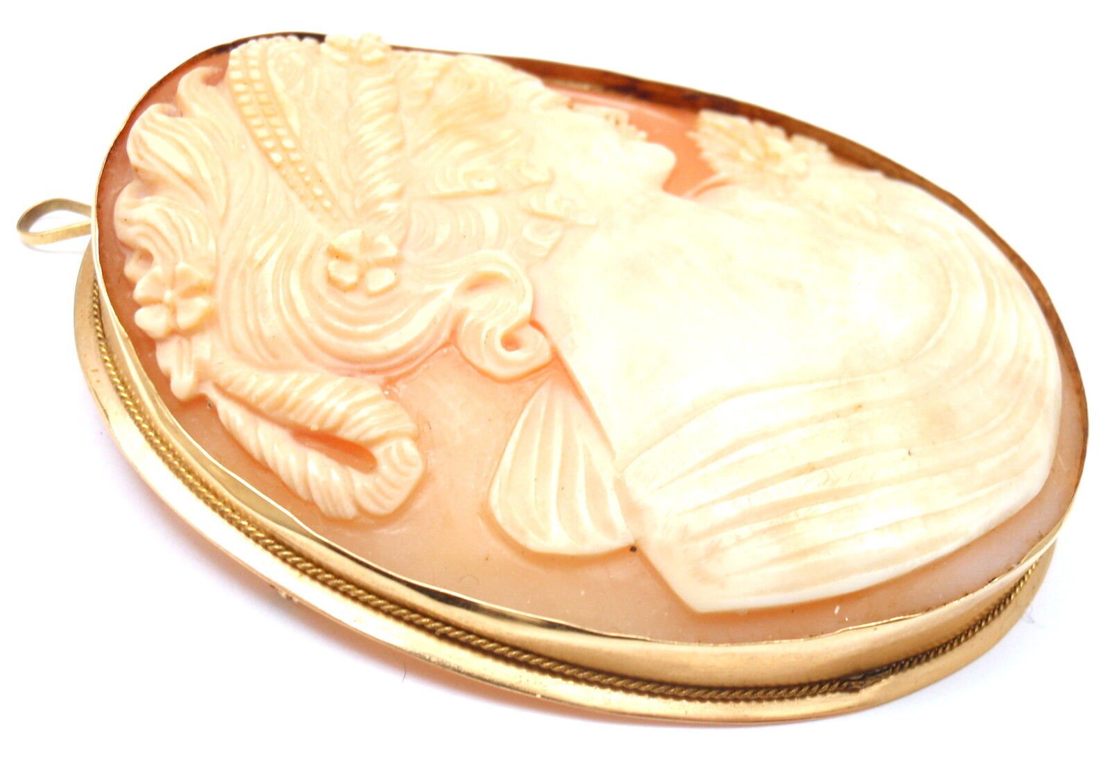 Vintage 18K Yellow Gold Large Cameo Pendant Brooch - Elegant Statement Jewelry for Women, Perfect for Weddings, Parties & Special Occasions