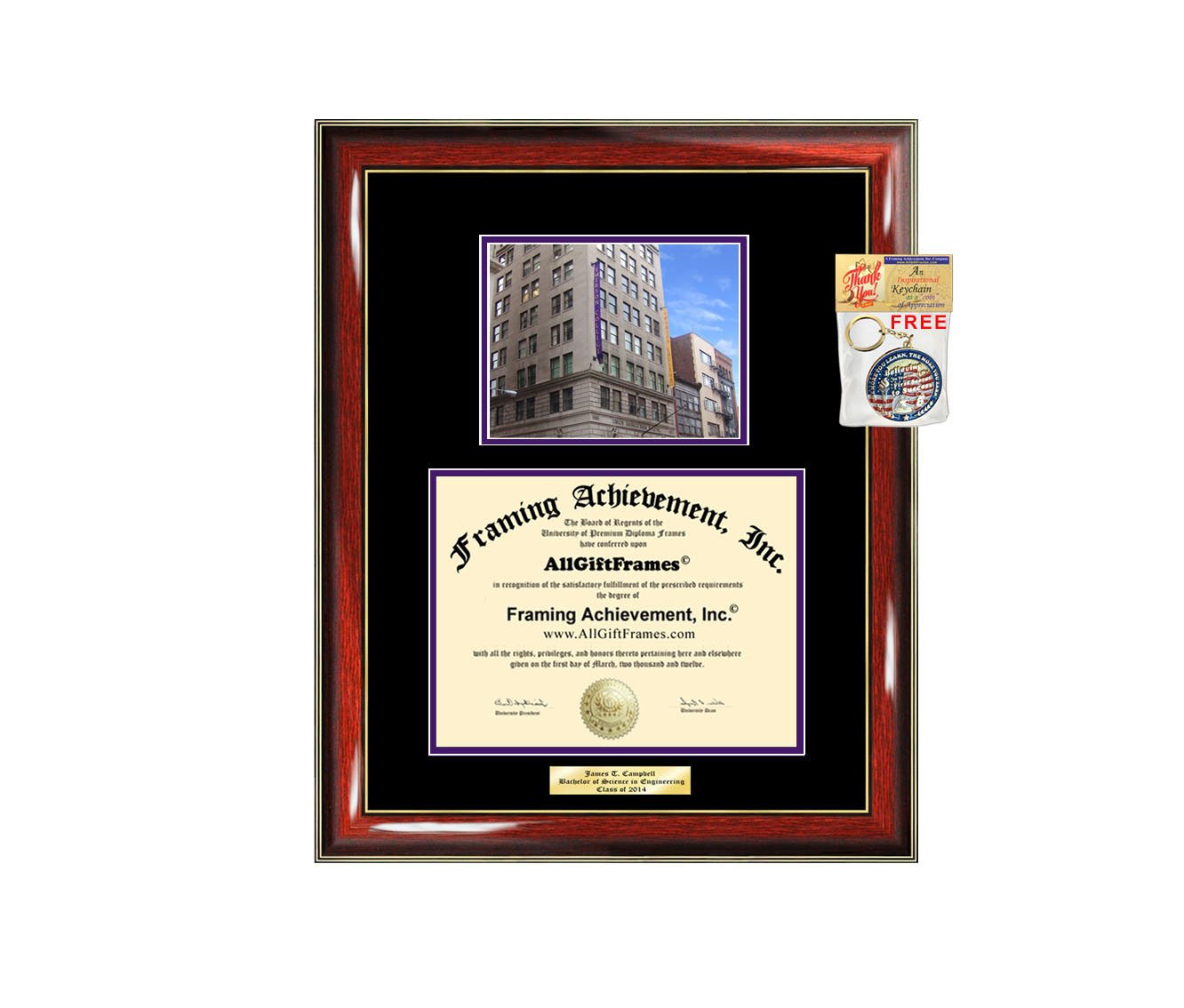Personalized Engraved Diploma Frame for Emerson College Graduation - Custom Large Document Picture Frame for Bachelor, Masters, MBA, PhD & Doctorate Degrees | Perfect Graduation Gift Idea for Wall Display & Office Decor