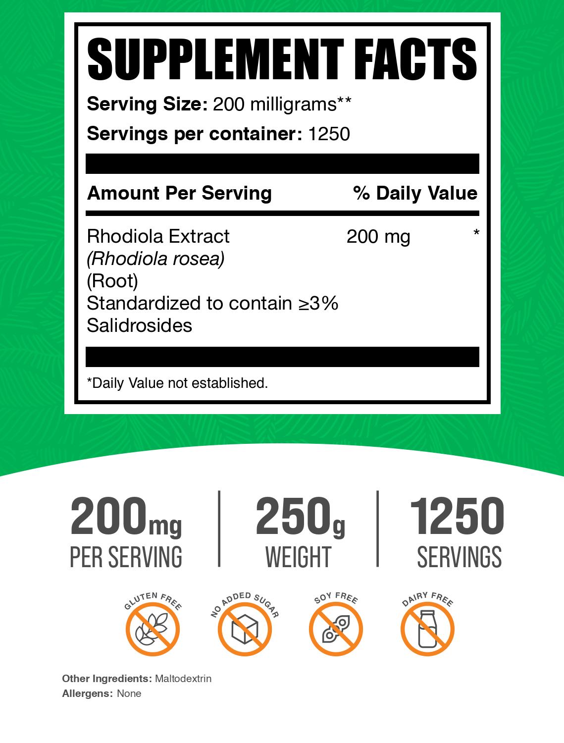 Premium Rhodiola Rosea Extract Powder (3% Salidroside) - Natural Stress Relief & Energy Booster Supplement for Focus, Mood & Athletic Performance