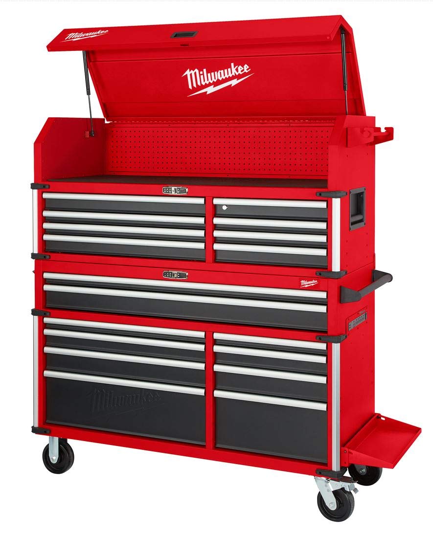 Milwaukee 56-Inch 18-Drawer Heavy Duty Tool Chest and Cabinet Combo with Electronic Keypad Lock - Professional Garage Workshop Storage Solution for Mechanics and DIY Enthusiasts