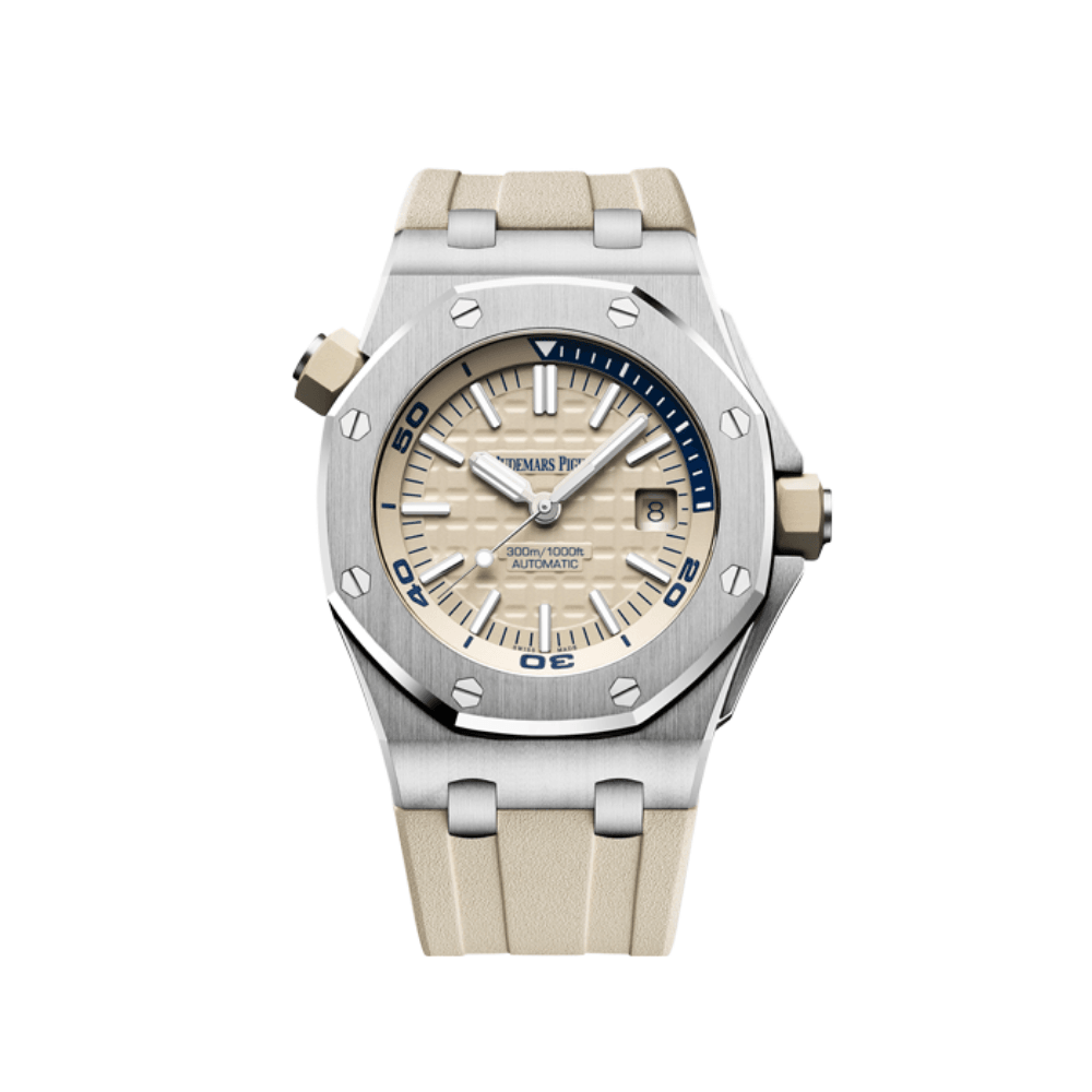 Audemars Piguet Royal Oak Offshore 15710ST Diver Watch - Stainless Steel Case, Beige Dial, Water Resistant - Perfect for Diving, Luxury Sports & Formal Occasions