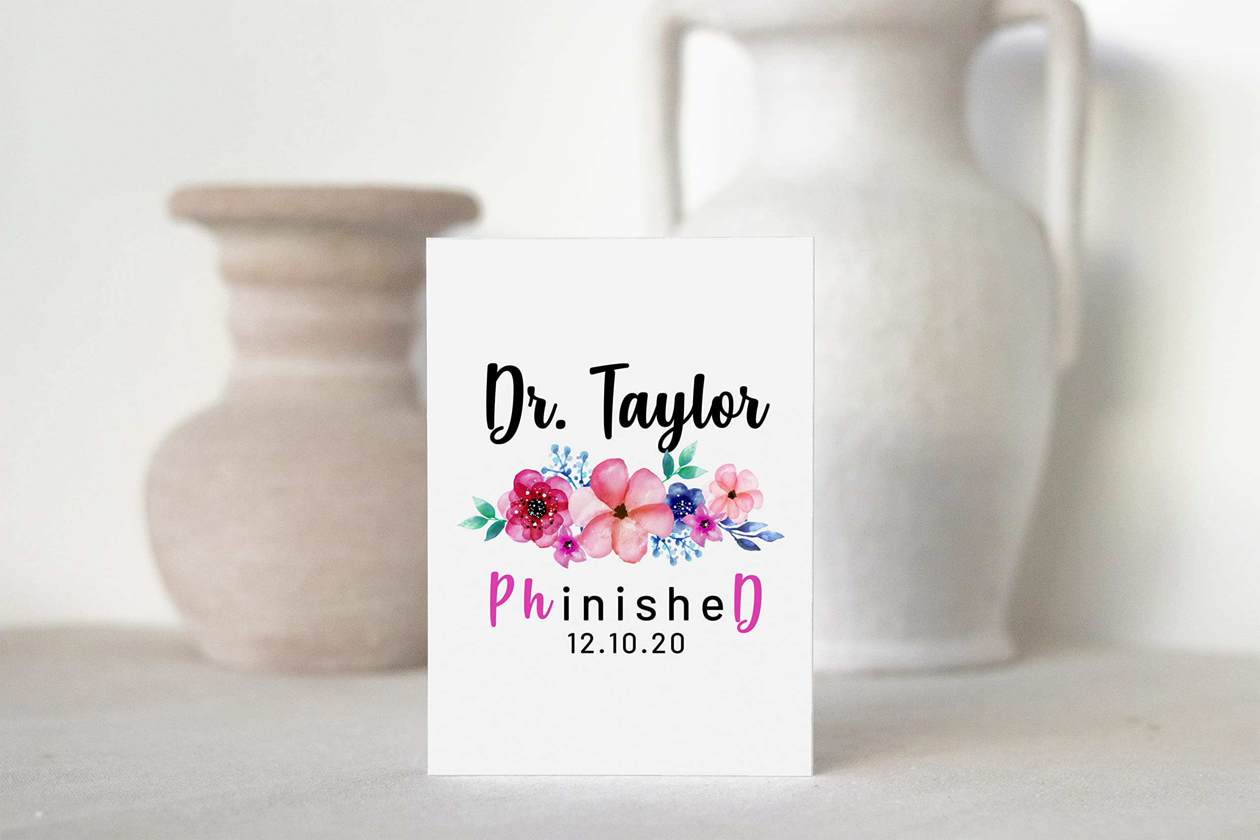 Personalized PhD Graduation Card - Custom Name & Date Doctorate Greeting Card | Funny Dr. Card for University Graduates | Class of 2022 Gift for Her | Perfect for Medical School Graduation Parties & Academic Achievements