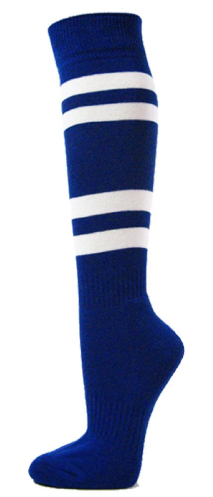 COUVER White Striped Knee High Softball Socks - Breathable Athletic Socks for Women & Men - Perfect for Softball, Baseball, Running & Sports Training