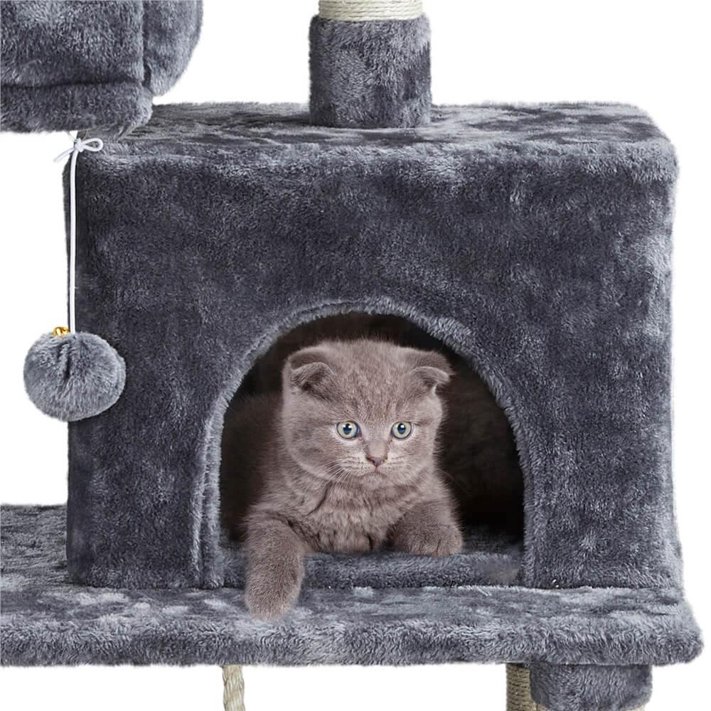 Yaheetech 59 Inch Cat Tree Condo for Medium & Large Cats - Multi-Level Cat Tower with Scratching Posts, Perches & Hideaway for Indoor Cats - Perfect for Play, Rest & Climbing in Home or Office