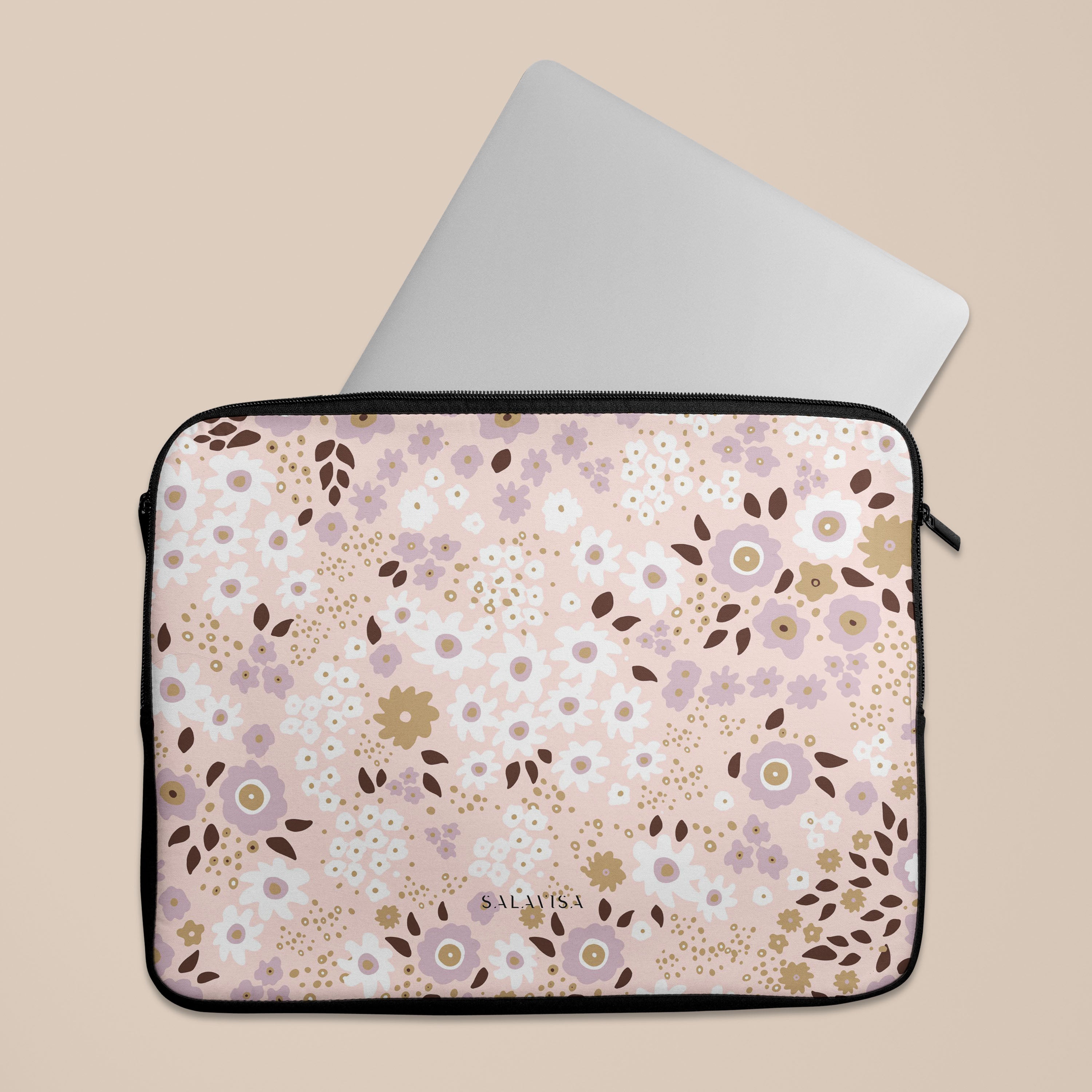 Pink Floral Laptop Sleeve 13-15 Inch - Cute Protective Case for MacBook Air Pro, Dell, HP - Perfect for Work, School & Travel Accessories