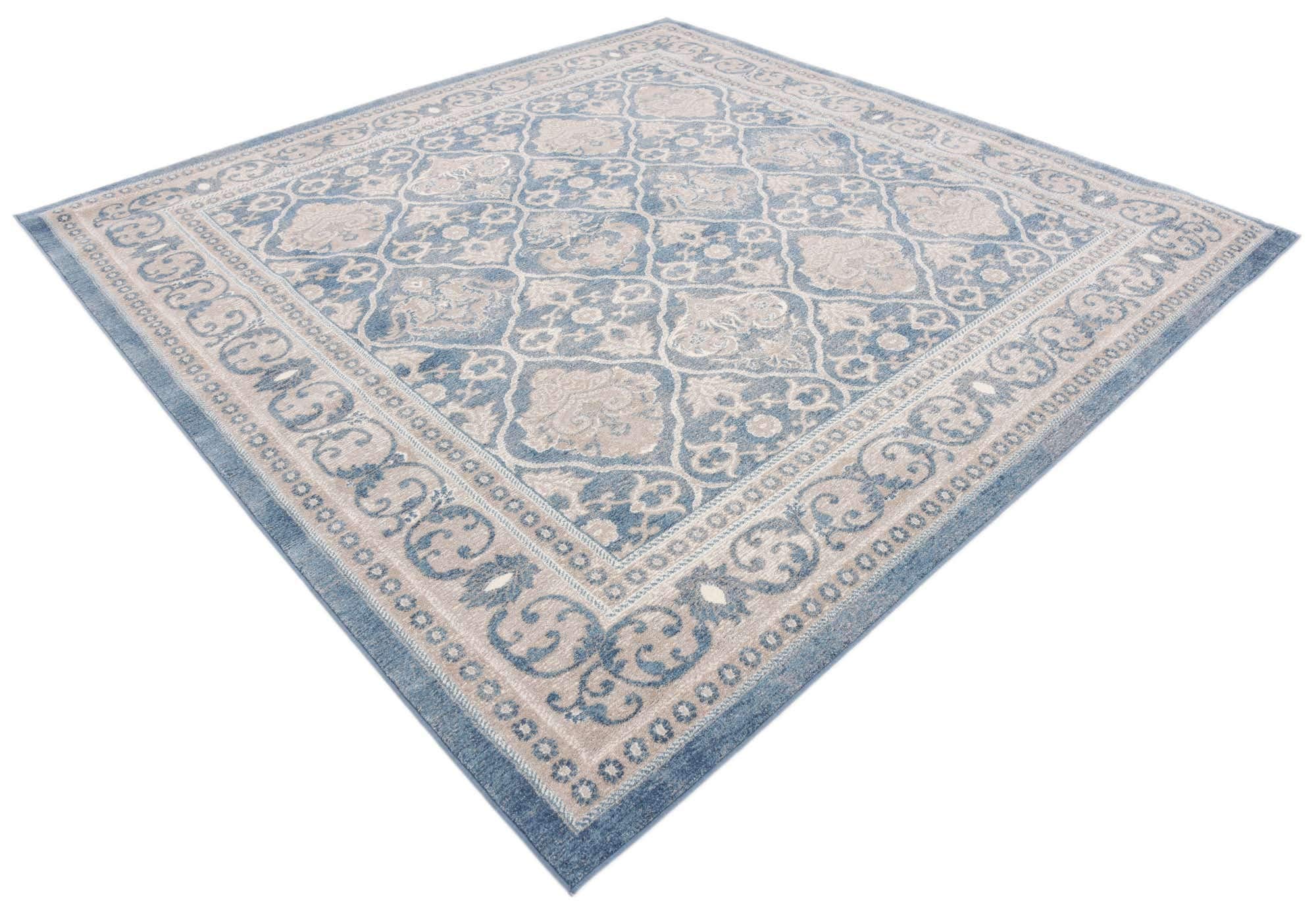 Unique Loom Salzburg Collection 8x10 Ft Traditional Medallion Oriental Area Rug - Navy Blue & Light Brown Intricate Border Design for Living Room, Bedroom & Dining Room Decor
