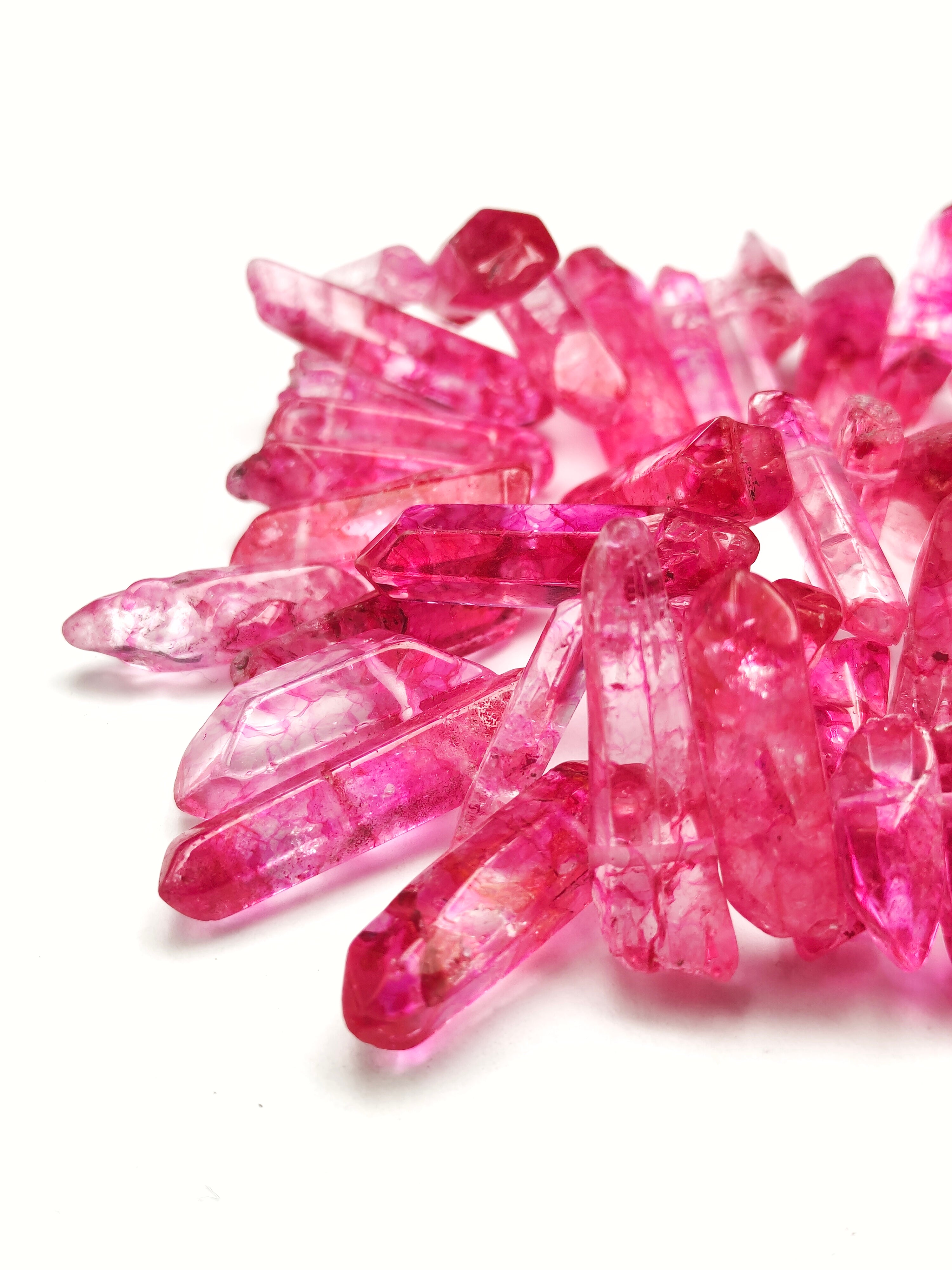 15-30mm Electroplated Fuchsia Pink Quartz Side Drilled Beads - 15.5 Inch Strand for Jewelry Making, DIY Crafts & Boho Fashion Accessories