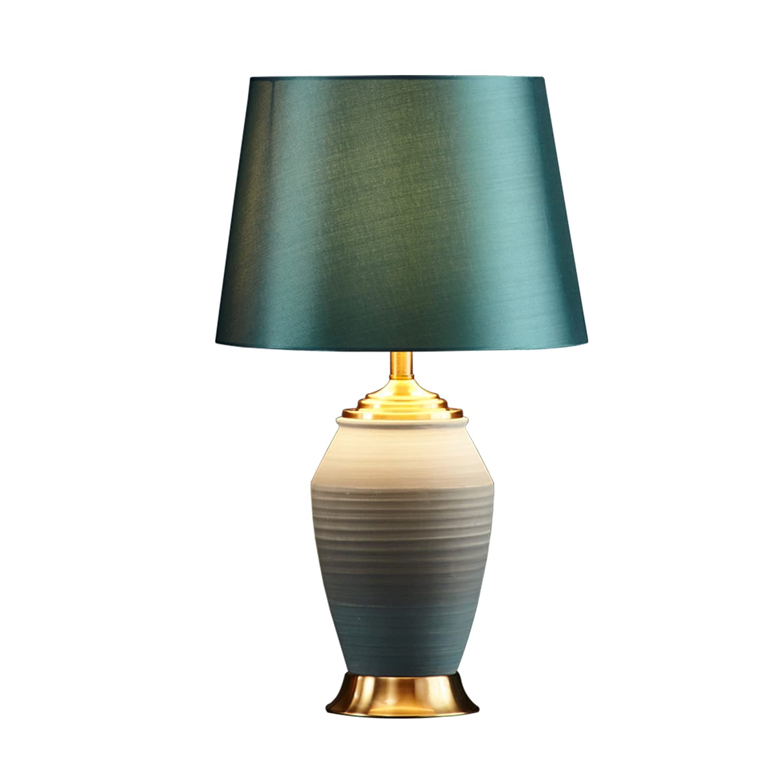 Vintage Ceramic Table Lamp with Cloth Shade & Electroplated Copper Base - Retro Bedside Lamp for Living Room, Office, Bedroom - Night Light, Desk Lamp (Short Size) - Perfect for Reading, Relaxing & Creating Cozy Atmosphere
