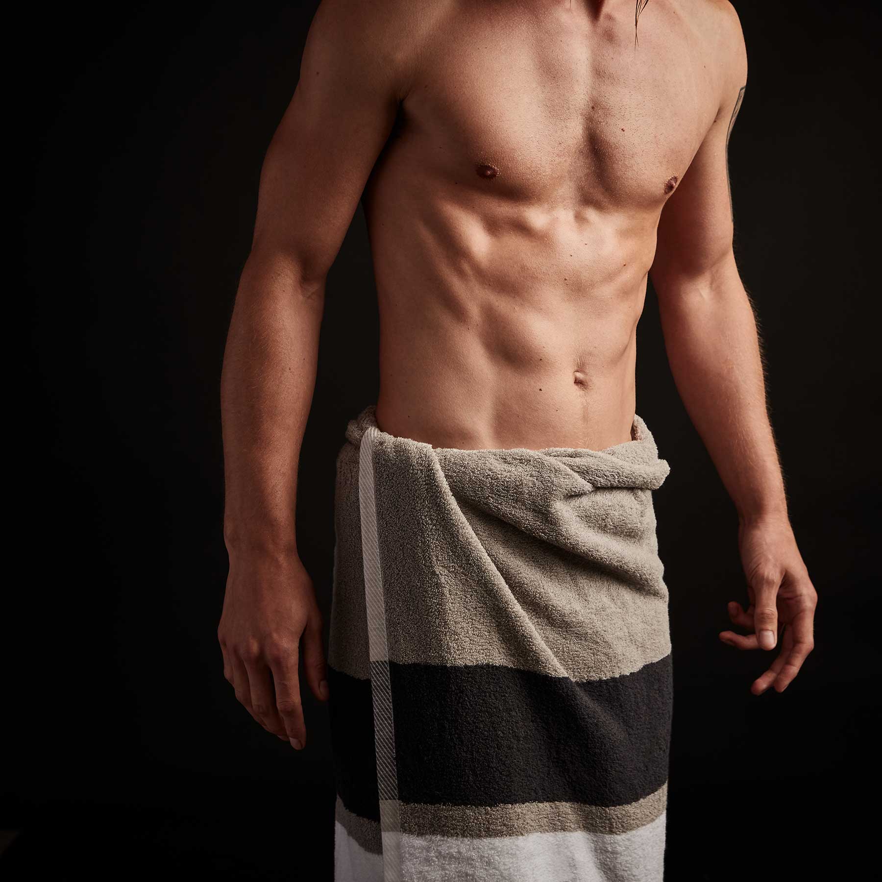 Premium Double Stripe Beach Towel - Soft & Absorbent, Grey/Optic White/Carbon - Perfect for Pool, Beach, Yoga & Travel