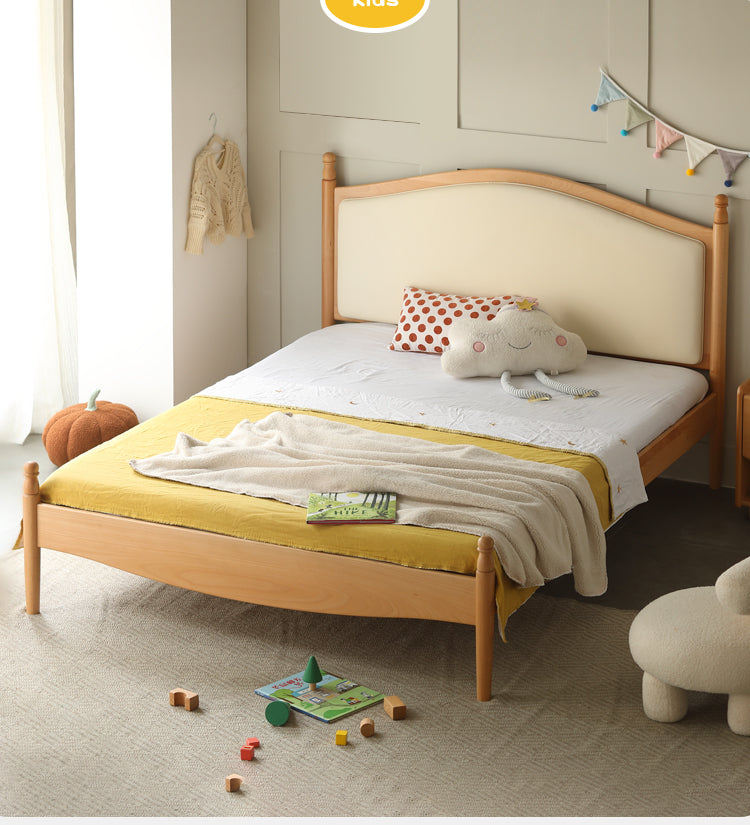 Solid Wood Princess Bed - Beech & Oak Wooden Toddler Bed for Girls - Perfect for Kids' Bedrooms, Nursery, and Playroom Decor