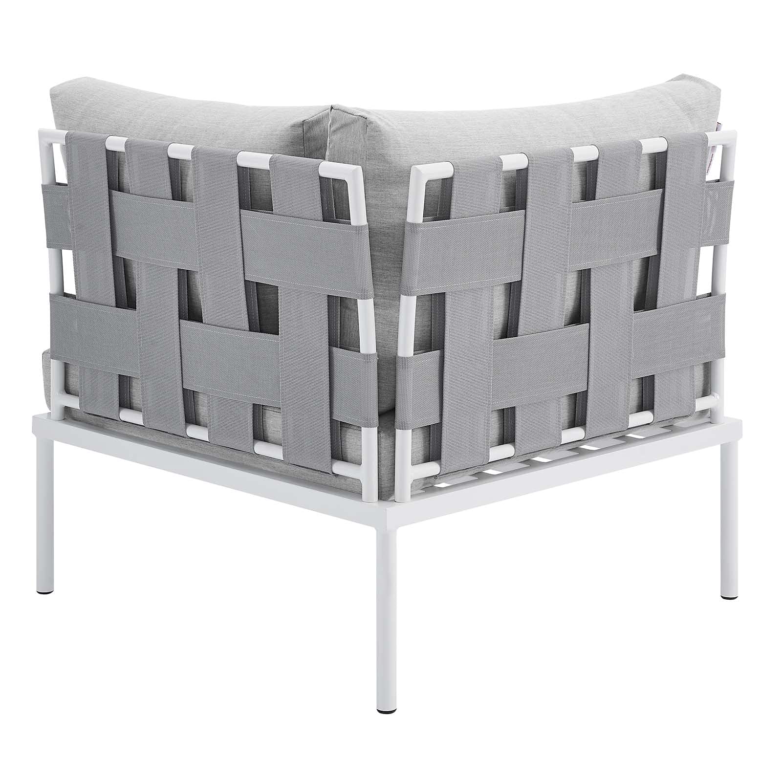 Modern Aluminum Sofa Corner Chair - Lightweight Metal Patio Furniture for Outdoor, Balcony, Cafe & Bistro - Grey Contemporary Lounge Seating for Garden, Poolside & Relaxation Areas