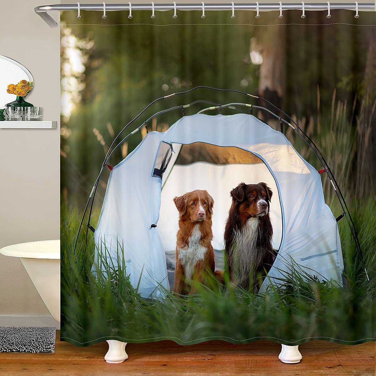 Erosebridal Cute Pug Dog Shower Curtain - Waterproof Bathroom Curtain for Kids, Boys & Girls - 72x78 Inch Pet-Themed Bath Curtain for Teens - Lightweight Animal Print Shower Curtain for Stalls - Perfect for Dog Lovers' Bathroom Decor & Kids' Bath Time Fun