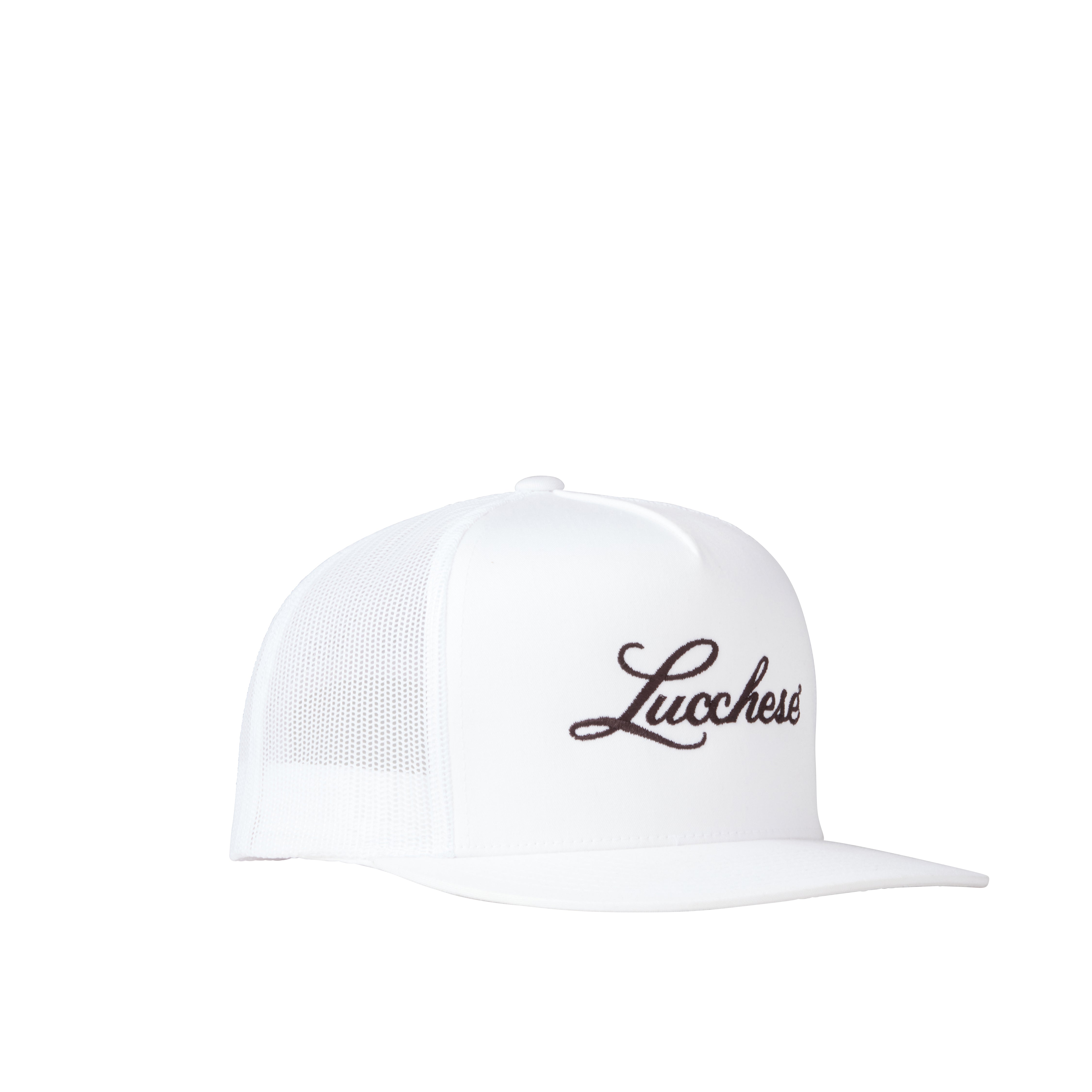 Lucchese Script Trucker Hat - Adjustable Snapback Baseball Cap for Men & Women - Stylish White Cowboy Hat for Outdoor, Rodeo & Casual Wear