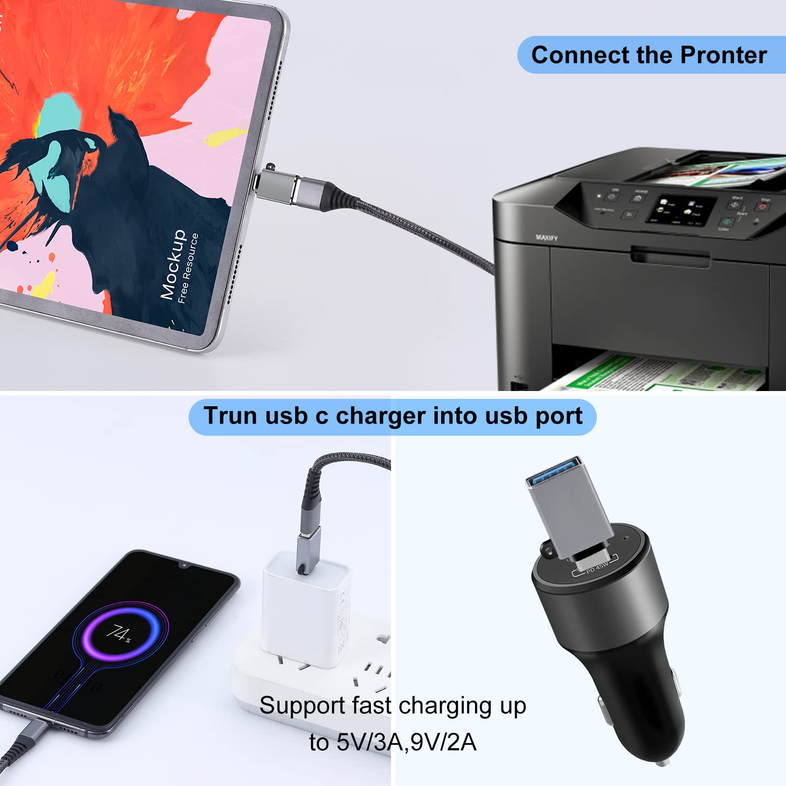 8-Pack USB C to USB Adapter - USB to USB C Converter with OTG Support - Compatible with iPhone 15, MacBook Pro/Air, iPad Pro, Galaxy S20-S23 - Fast Charging & Data Transfer - Perfect for Travel, Office & Home Use (Grey)