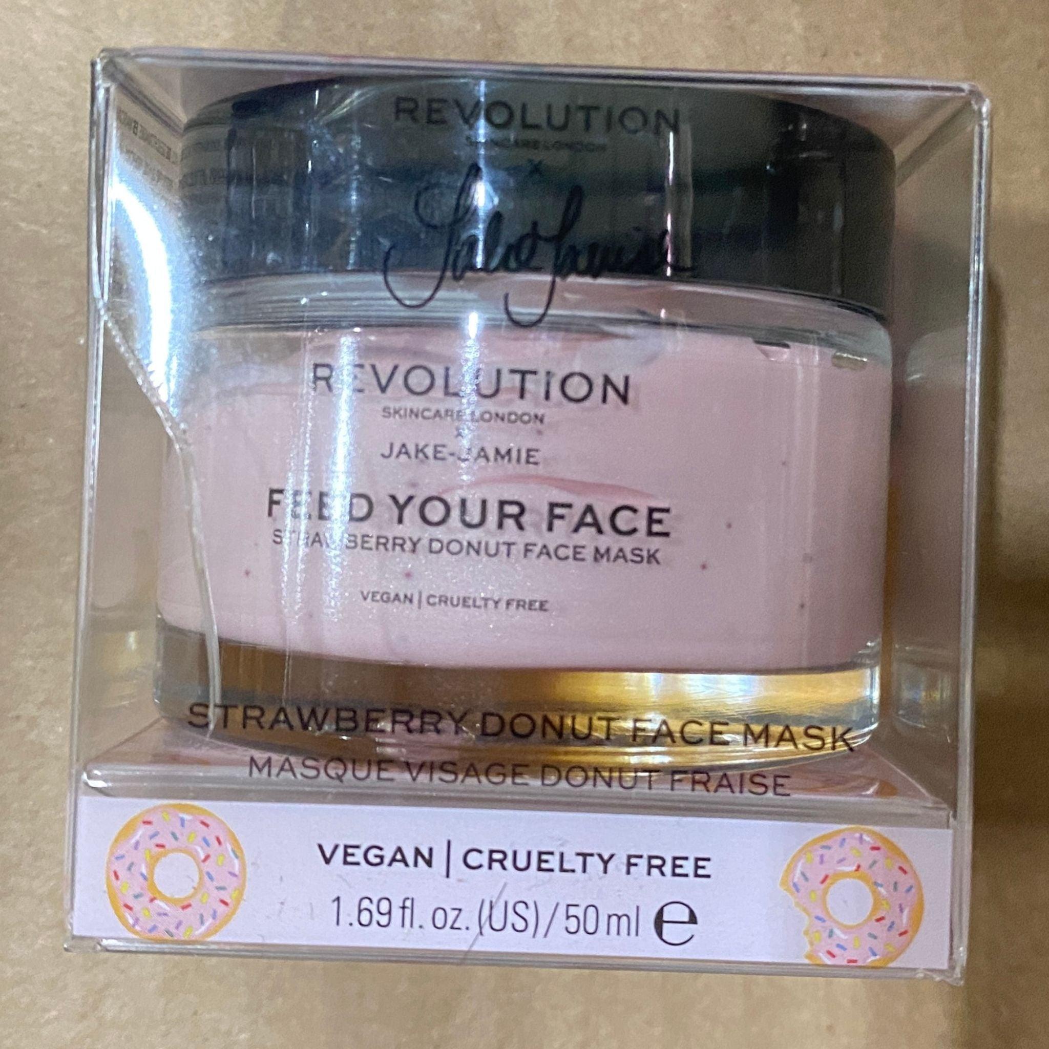Revolution Skincare London x Jake Jamie Strawberry Donut Face Mask - Hydrating & Nourishing Sheet Mask (30 Pack, 1.69 oz Each) for Glowing Skin - Perfect for Spa Nights & Self-Care Routines
