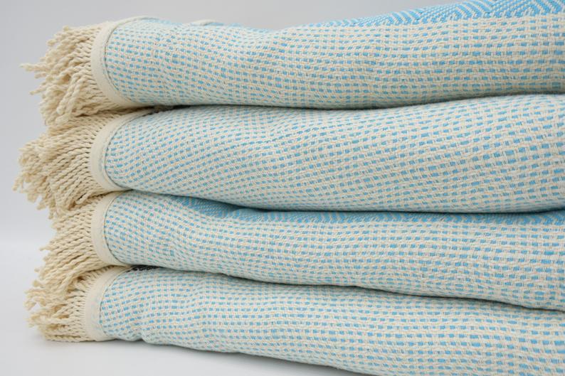 Premium 100% Cotton Round Beach Towel - Soft, Absorbent & Quick-Drying in Black & Turquoise - Perfect for Pool, Beach, Yoga & Picnics