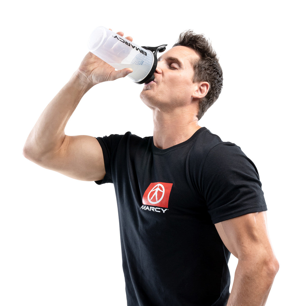 Marcy 23.5 oz Shaker Bottle with Non-Spill Black Lid - Clear Protein Mixer for Gym, Workout & Post-Exercise Recovery