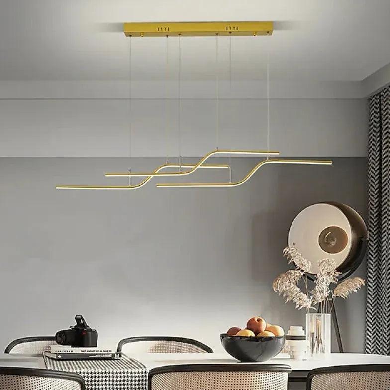 Modern Minimalist Dining Room Pendant Light - Sleek Linear LED Chandelier for Kitchen Island, Breakfast Nook & Contemporary Dining Spaces