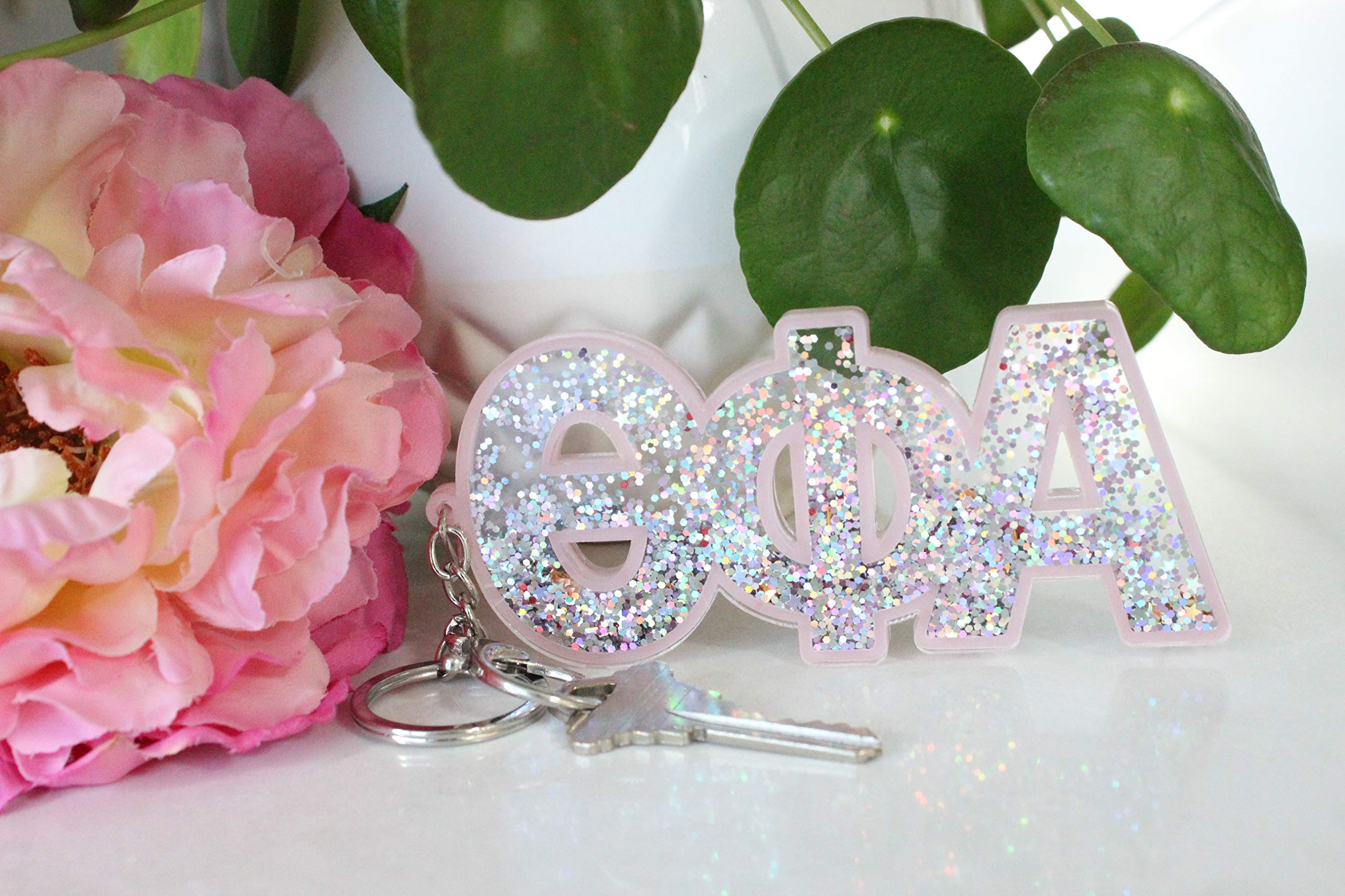 Theta Phi Alpha Sorority Keychain with Glitter - Greek Letter Accessory for Sisters, Gifts & College Events - Perfect for Backpacks, Keys & Sorority Merch