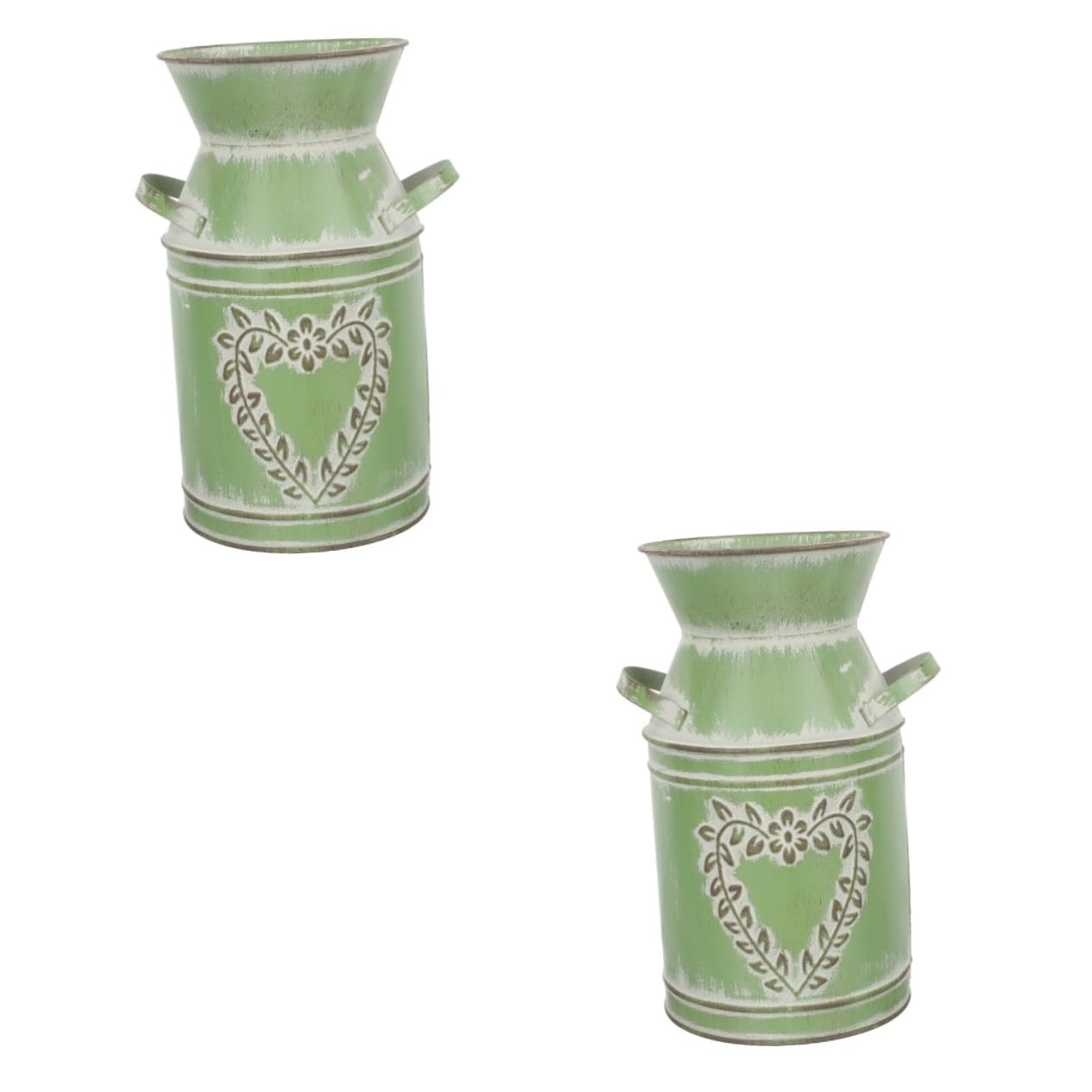 Yardwe 2-Pack Vintage Metal Flower Pots - Rustic Planters for Indoor/Outdoor Decor, Table Centerpiece, Home & Garden Arrangements | Perfect for Dining Table, Patio, Wedding Decor & Farmhouse Style