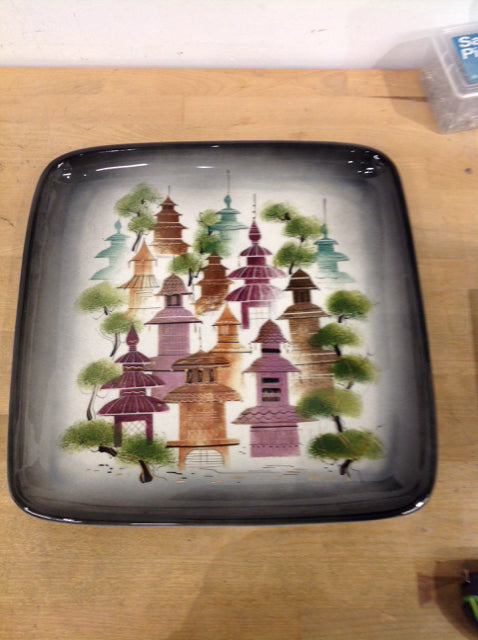 15-Inch Asian Hand-Painted Ceramic Serving Platter - Elegant Decorative Tray for Sushi, Appetizers & Party Entertaining - Perfect for Home Dining & Gift Giving