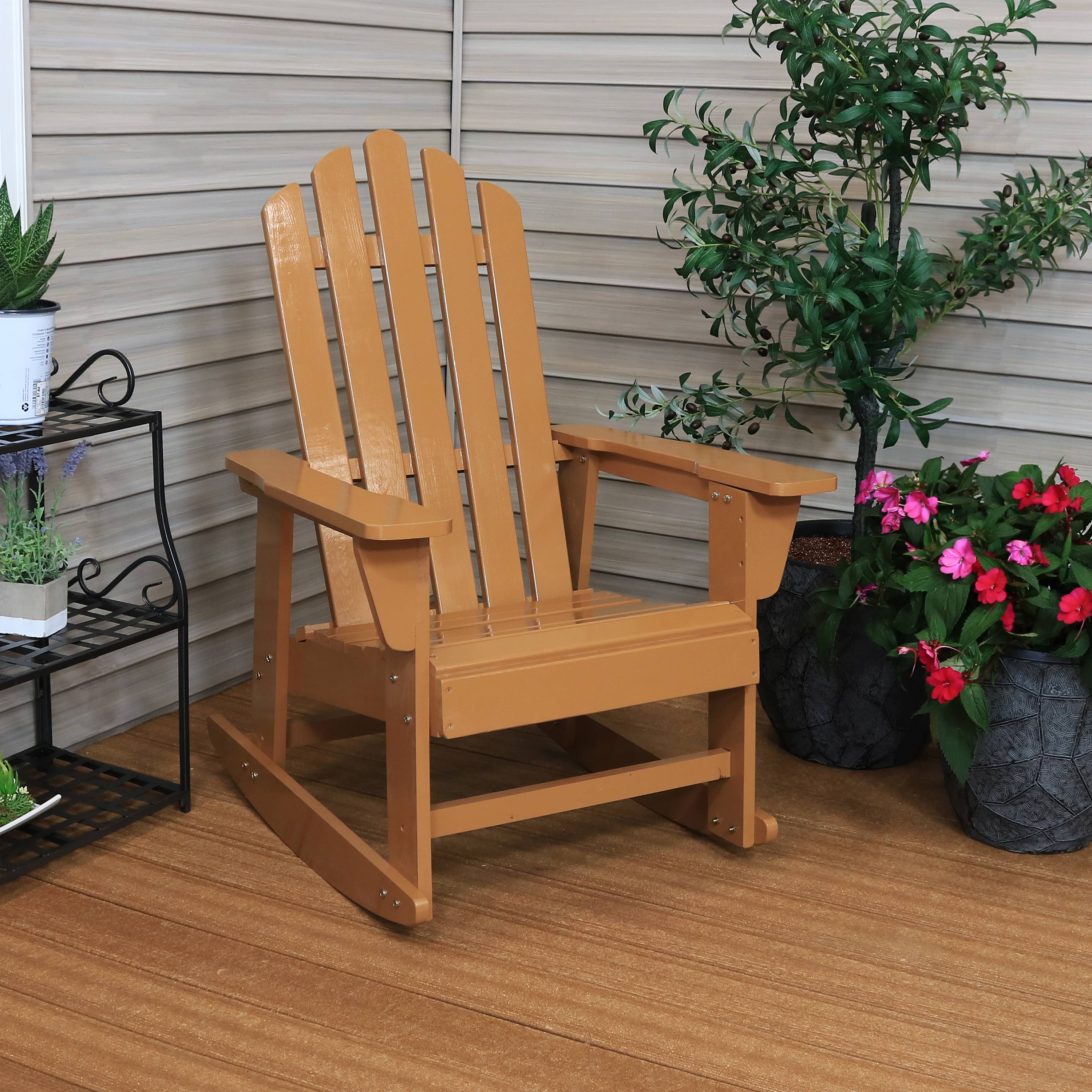 Premium Cedar Wood Adirondack Rocking Chair for Outdoor Patio, Garden & Porch - Comfortable Wooden Rocker with Weather-Resistant Finish - Perfect for Relaxing, Sunbathing & Backyard Decor