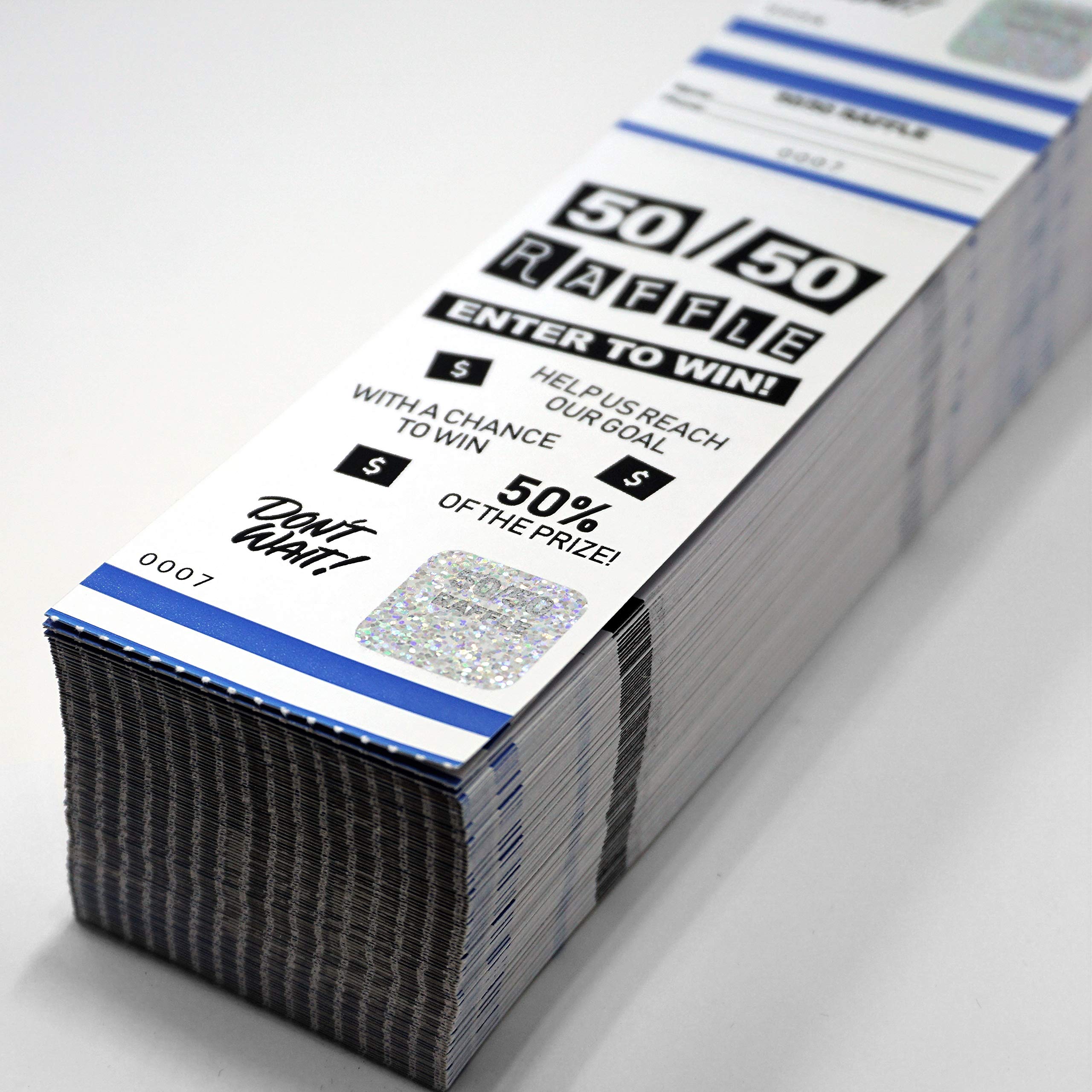 Premium 50/50 Raffle Tickets Box (200 Count) - Fast & Secure Fundraising Event Tickets by MyZone Printing - Blue Color for Charity Events, School Fundraisers & Community Drawings