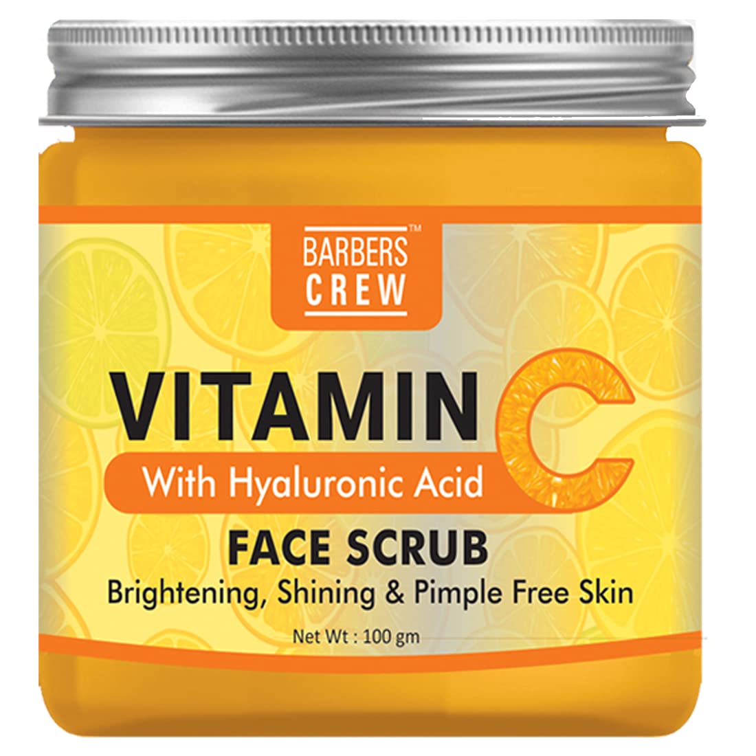 Barbers Crew Vitamin C Face & Body Scrub - Brightening & Whitening Treatment for Pigmentation, Oily & Dry Skin - 100g for Men & Women - Perfect for Daily Skincare & Post-Shave Exfoliation